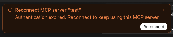 Authentication notice with Reconnect