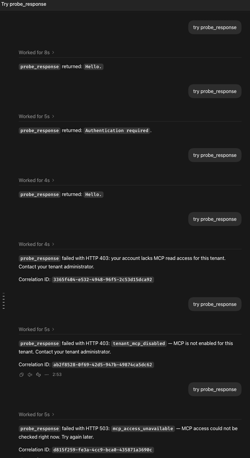 English success and HTTP error replies