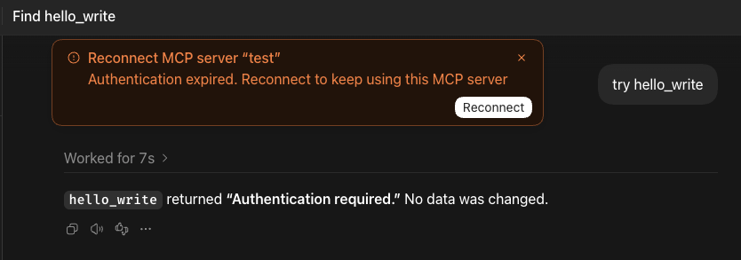 hello_write authentication failure and client reconnect notice